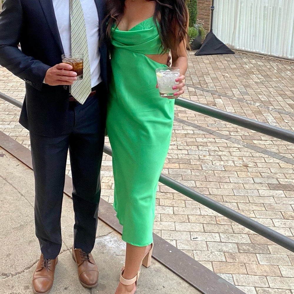 Lisa Cowl Green Neck Dress